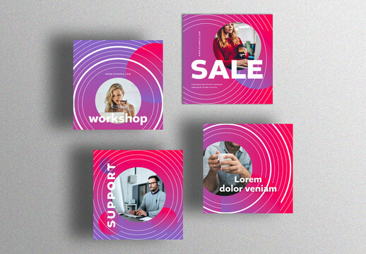 Abstract Geometric Social Media Posts with Blue and Purple Accent