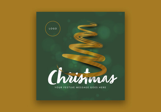 Christmas Social Media Post Layout with Gold Three Illustration