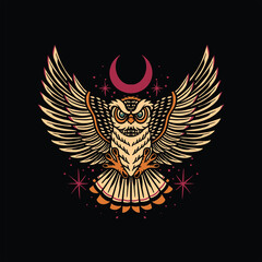 Obraz premium owl tattoo illustration vector design