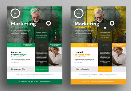 Modern Business Flyer Layout with Three Color Modes
