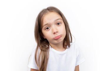 Child showing anger or frustration. The girl is pouting.