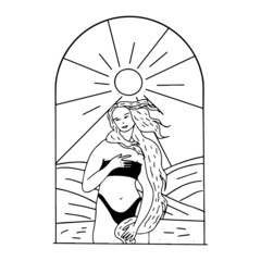 Sketch of the goddess Venus in a swimsuit