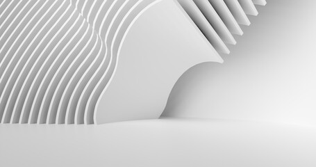3d rendering. Abstract Architecture Background. White Circular Building. Modern Geometric Wallpaper. Futuristic Technology Design