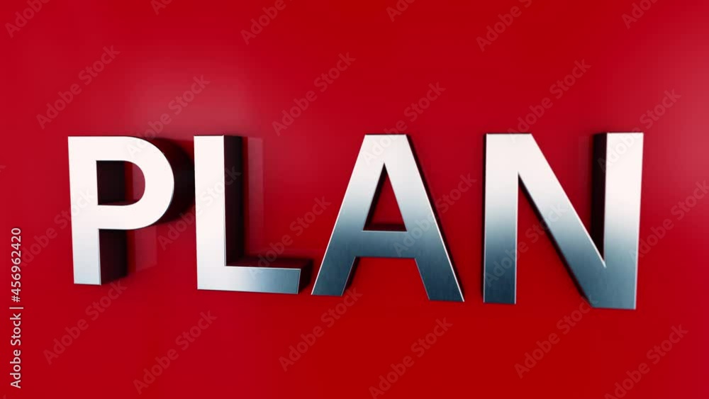 Poster 3d chrome text word flying of project management concept animation effect on red background. 4k 3d a