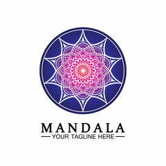 Circle pattern petal Flower Mandala Vector logo template illustration. Colorful template for spiritual retreat or yoga studio,Ornamental business cards,vintage luxury, ornamental decoration