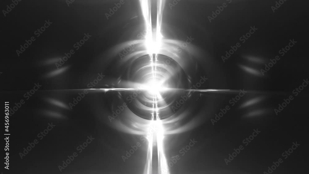 Poster abstract black and white flare light tunnel rotation loop. 4k 3d rendering futuristic mesh tunnel lo