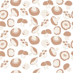 Mushrooms champignons seamless pattern