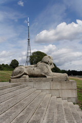Sphynx nd TV transmitter mast, Crystal Palace Park, London, UK.