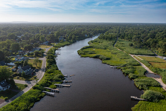 Aerial of Mastic Beach, Long Island