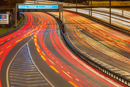 M8 motorway trail lights, Glasgow
