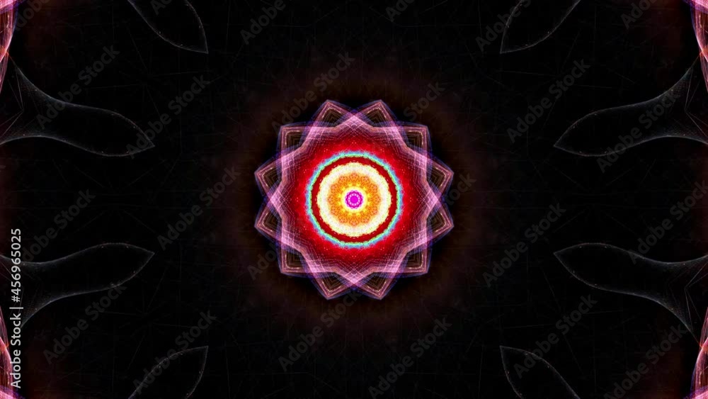 Aufkleber beautiful multicolored dark hypnotic flower mandala sequence patterns loop. 4k abstract motion graph