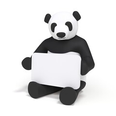 Panda assis sur fond blanc - illustration 3D © Fox_Dsign