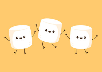 Marshmallow cartoon. marshmallow character design. Marshmallow vector. - obrazy, fototapety, plakaty