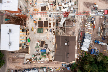 Aerial view of the construction site of the apartment buildings, Espoo,Finland