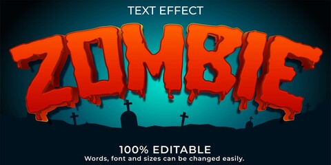 Zombie editable text effect design for halloween invitation template