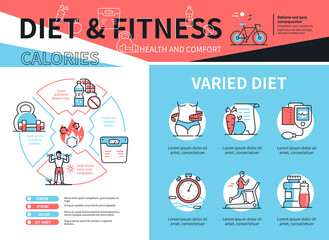 Diet and fitness - vector line design style banner