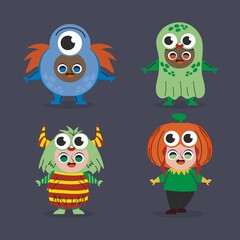 hand drawn halloween character collection vector design illustration