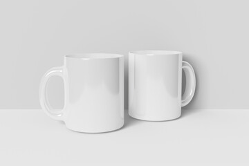 Realistic White Mug Illustration for Branding Mockup. 3D Render.