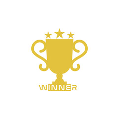 Gold trophy icon isolated on white background