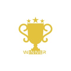 Gold trophy icon isolated on white background