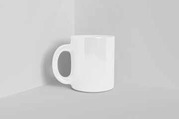 Realistic White Mug Illustration for Branding Mockup. 3D Render.