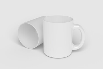 Realistic White Mug Illustration for Branding Mockup. 3D Render.