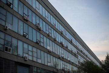 Facade of an air-conditioned office building.