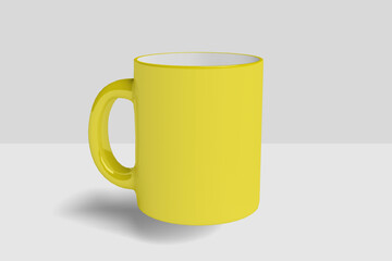 Realistic Yellow Mug Illustration for Branding Mockup. 3D Render.