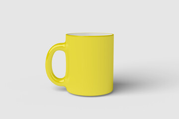 Realistic Yellow Mug Illustration for Branding Mockup. 3D Render.