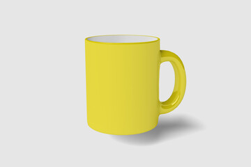 Realistic Yellow Mug Illustration for Branding Mockup. 3D Render.