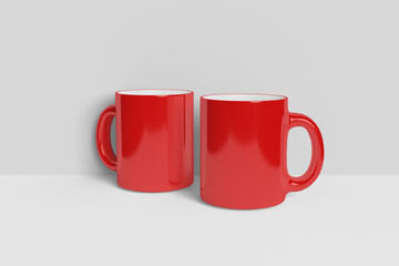 Realistic Red Mug Illustration for Branding Mockup. 3D Render.