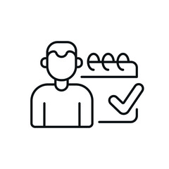 Human planning linear icon. Calendar thin line customizable illustration. Contour symbol. Vector isolated outline drawing. Editable stroke