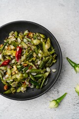 Nithya vazhuthana or Clove beans stir fry, overhead view