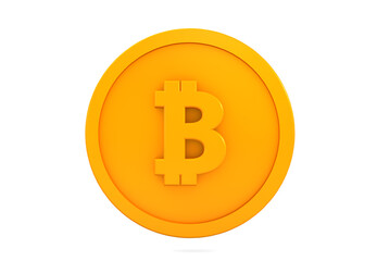 Obraz premium 3d bitcoin render minimalistic simple symbol design with isolated background