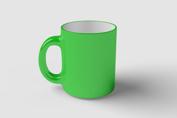 Realistic Green Mug Illustration for Branding Mockup. 3D Render.