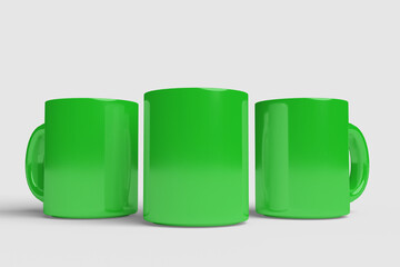 Realistic Green Mug Illustration for Branding Mockup. 3D Render.