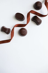 set of chocolates isolated on white background 