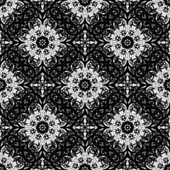 Black and White Ornamental Seamless Pattern. Vector Illustration.