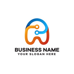 Abstract Letter A Technology Gradient Logo Template