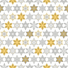 Winter vector seamless pattern with snowflakes. Background for design of paper, fabric, textile.
