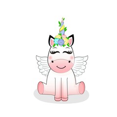 Cute baby Unicorn. Cartoon icon 