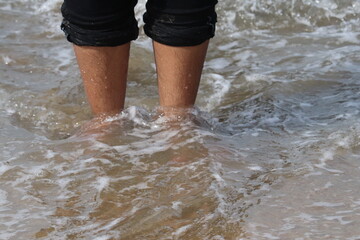 Charming  Feet in beach in Pondichurry 
