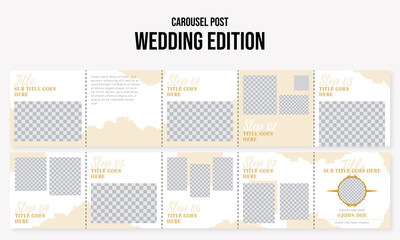 Set of editable social media instagram carousel post wedding, romantic, marry with gold rustic design vector template ai & eps 10 © Infinitystudio
