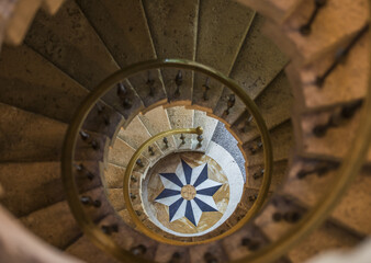 High angle shot of the spiral staircase