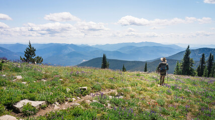 hiking in the mountains