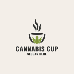 Cannabis cup logo template on monogram style