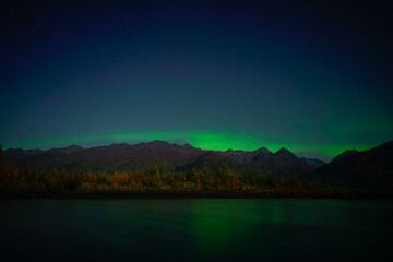 night landscape with mountains and lake