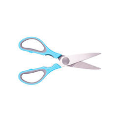 Blue scissors stretch out, isolated on white background