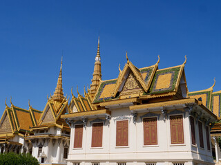 Fototapeta na wymiar PHNOM PENH, CAMBODIA - Novemnber 2019: Royal Palace and silver Pagoda.