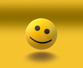 3D yellow smile ball with background